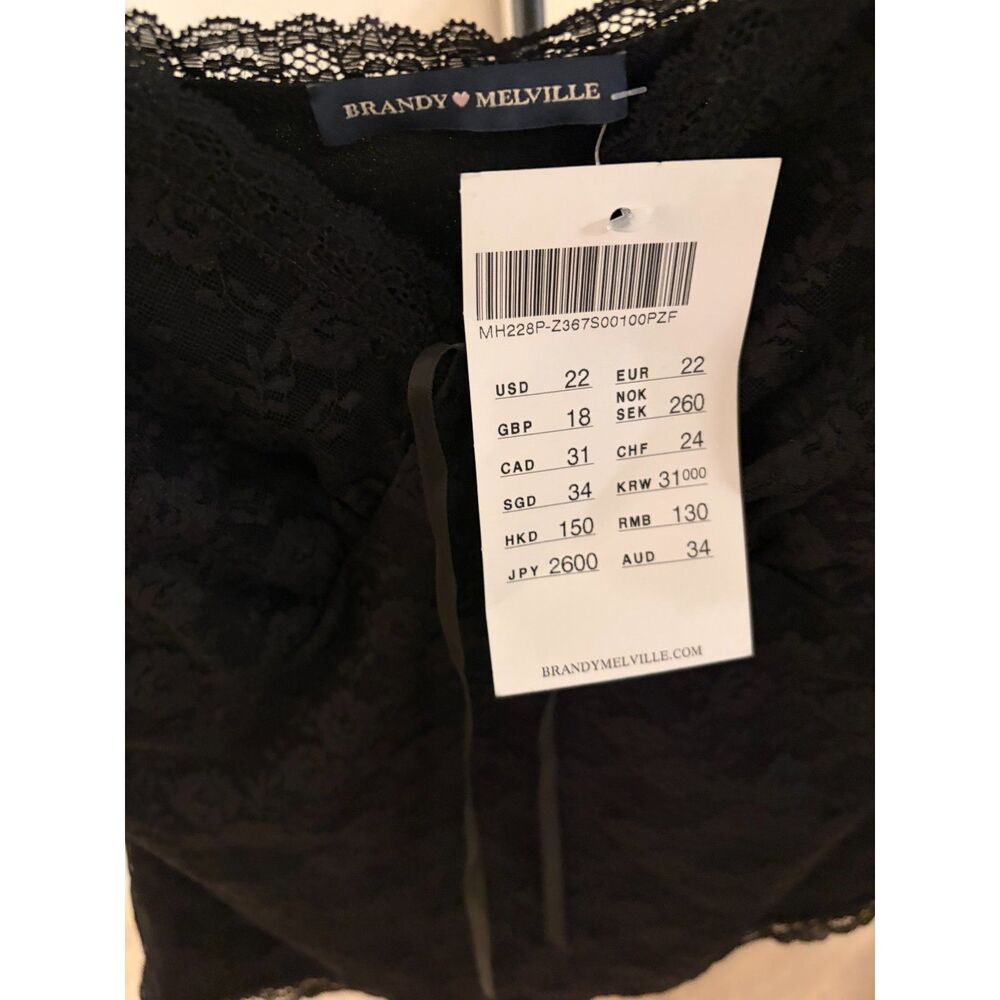 NWT Brandy Melville Black Lace Tiffany Tank Top Floral Bow Cami One Size